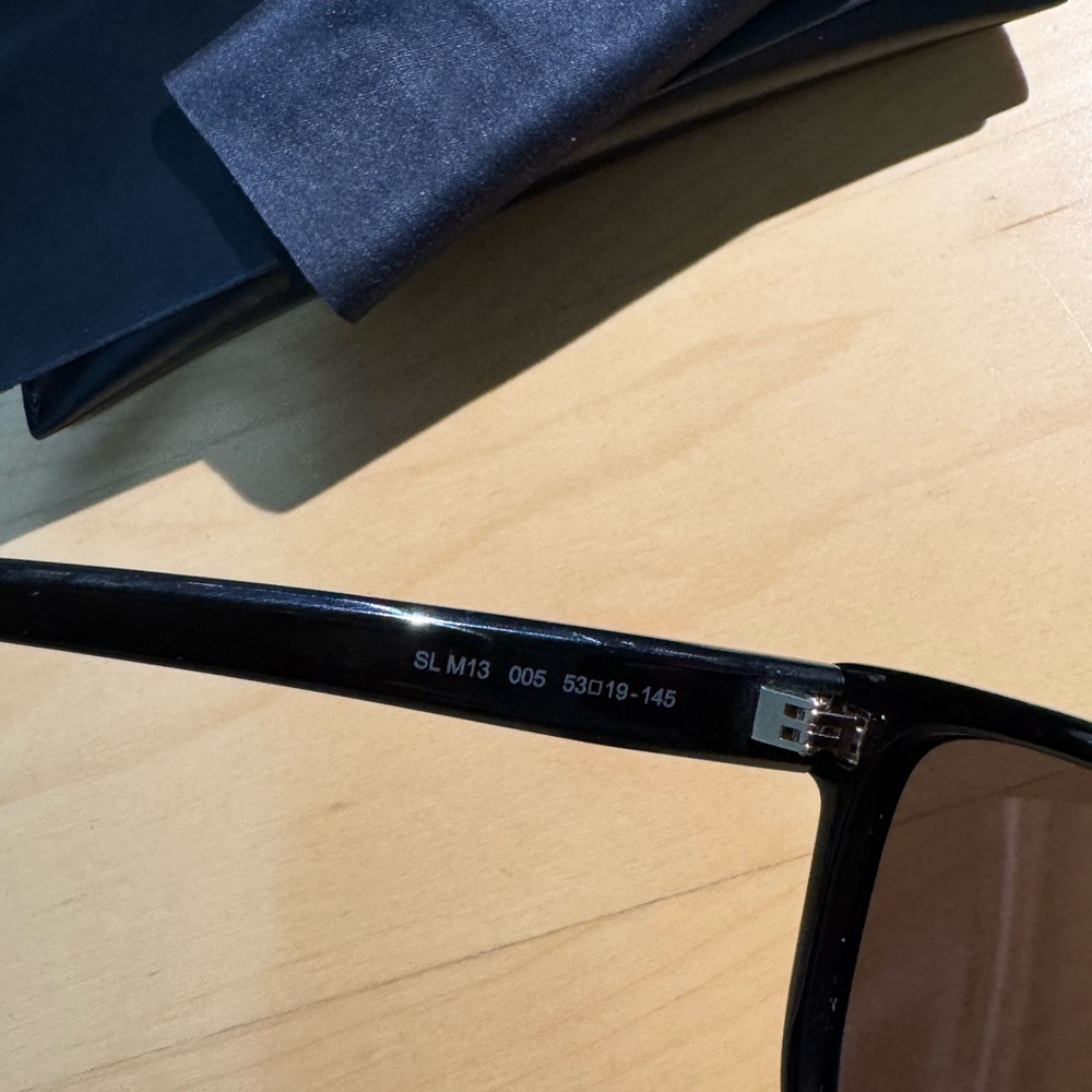 Saint Laurent Black Square Frame Sunglasses with Gold Logo - Picture 6 of 16
